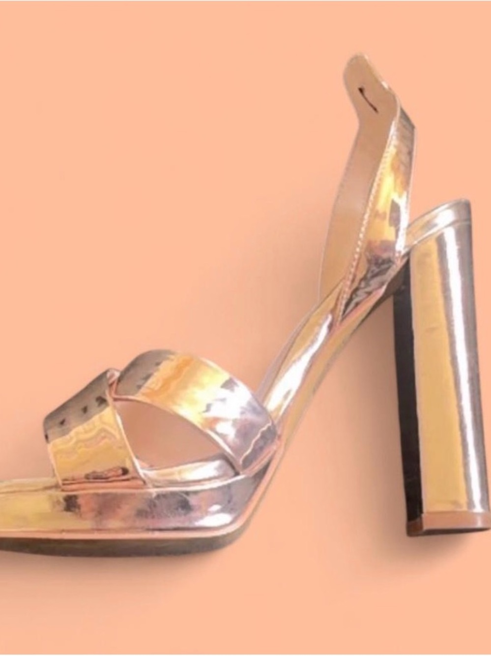 Bronze Metallic High Block Chunky Heels
